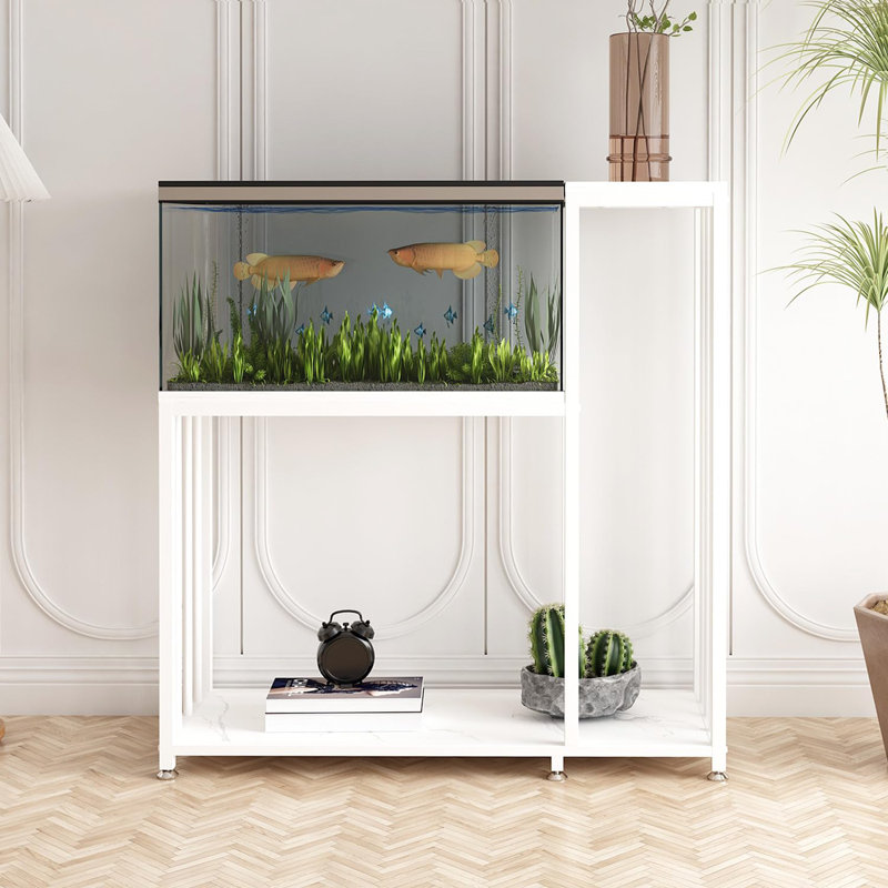 Tucker Murphy Pet 29 Gallon Fish Tank Stand Metal Aquarium Stand With Shelves For Fish Tank Accessories Storage Reptile Tank Turtle Terrariums Stand White Wayfair